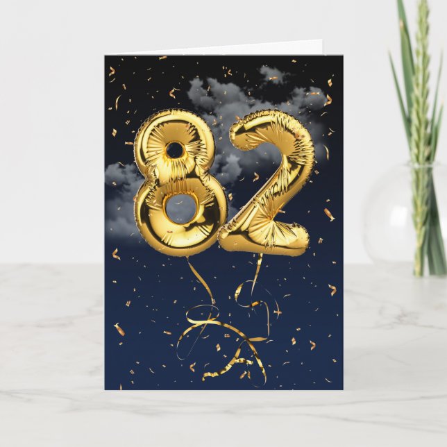 82e anniversaire Mylar Balloon or et carte Confett (Devant)