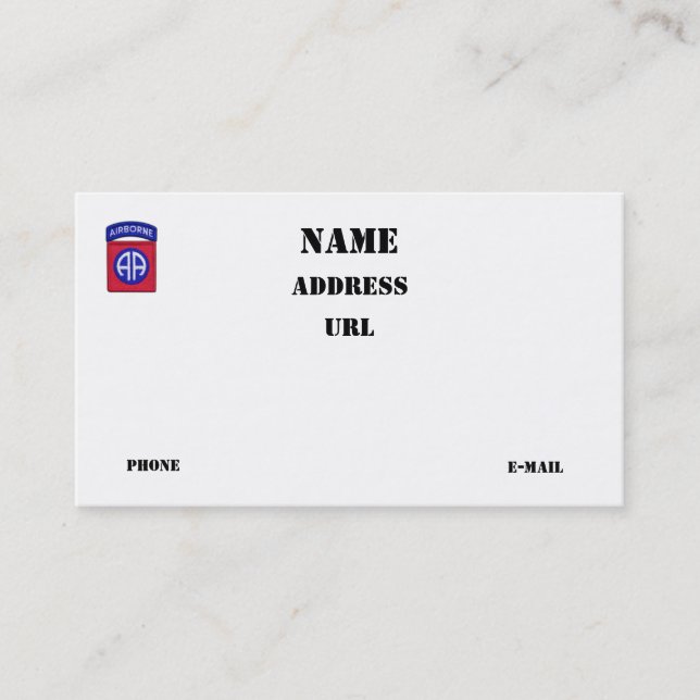 82nd ABN DIV Airborne Division vets patch Business Card (Front)