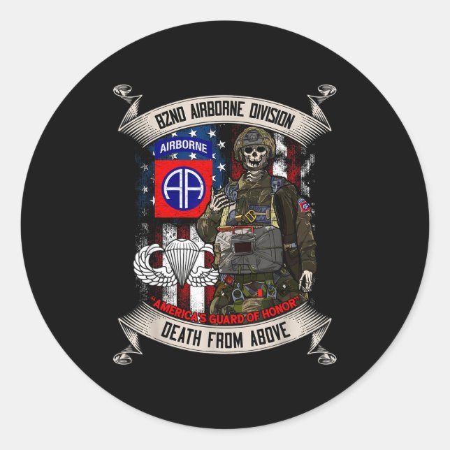82nd Airborne Di Paratrooper Fort Bragg Jump Wings Classic Round Sticker (Front)