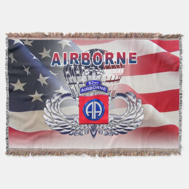 82nd Airborne Division “AIRBORNE” Throw Blanket (Front)