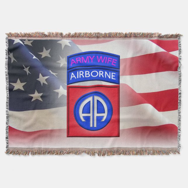 82nd Airborne Division Airborne Wife Throw Blanket (Front)