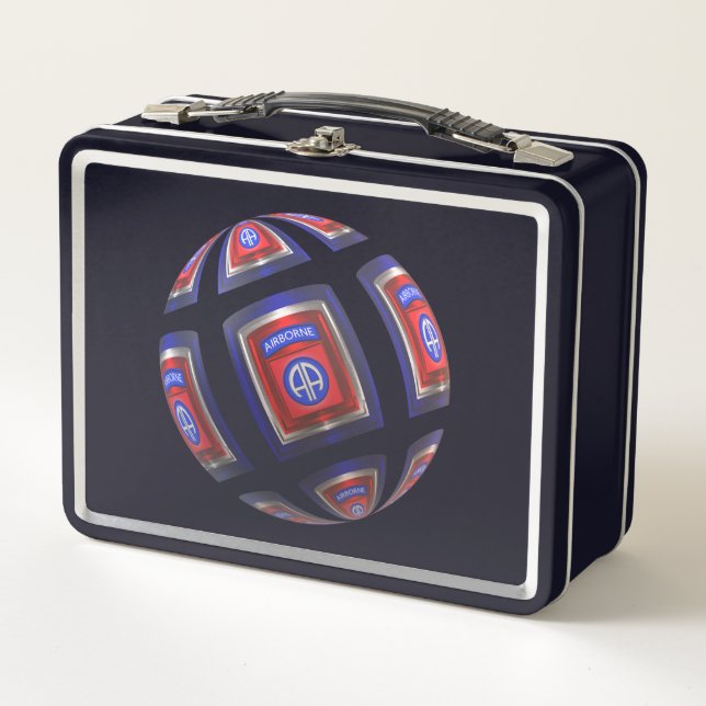 82nd Airborne Division Black Sphere Metal Lunch Box (Front)