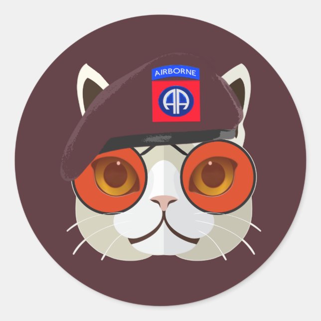 82nd Airborne Division Cool Cat Classic Round Sticker (Front)