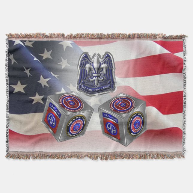 82nd Airborne Division Custom Cube Design Throw Blanket (Front)