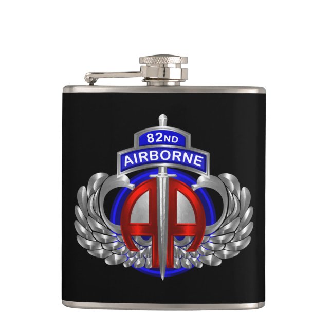 82nd Airborne Division “Dagger” Black Hip Flask (Front)