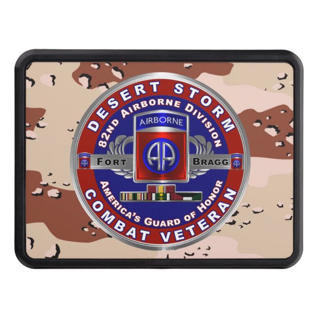 82nd Airborne Division Desert Storm Veteran Trailer Hitch Cover (Front)
