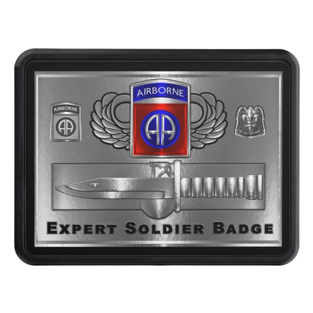 82nd Airborne Division Expert Soldier Badge Trailer Hitch Cover (Front)
