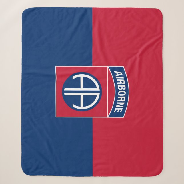 82nd Airborne Division Flag Military Veteran Sherpa Blanket (Front)