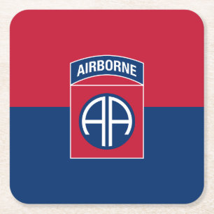82nd Airborne Division Flag Military Veteran Square Paper Coaster