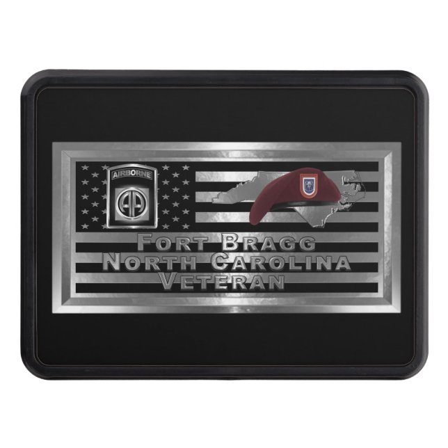 82nd Airborne Division Fort Bragg Veteran Trailer Hitch Cover (Front)