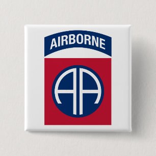 82nd Airborne Division Insignia Military Veteran 2 Inch Square Button