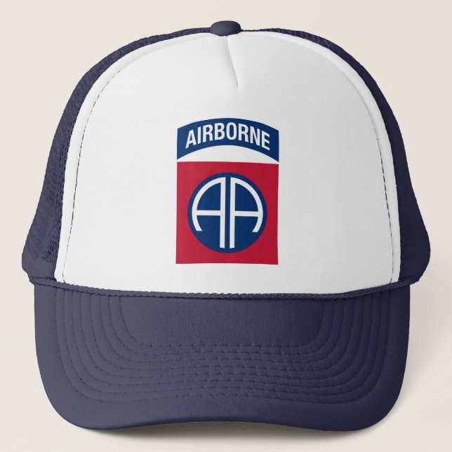 82nd Airborne Division Insignia Military Veteran Trucker Hat (Front)