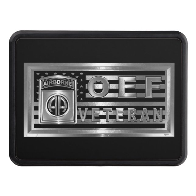 82nd Airborne Division OEF VETERAN Trailer Hitch Cover (Front)