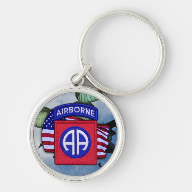 82nd airborne division patch veterans vet Keychain (Front)