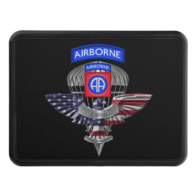 82nd Airborne Division Veteran Trailer Hitch Cover (Front)
