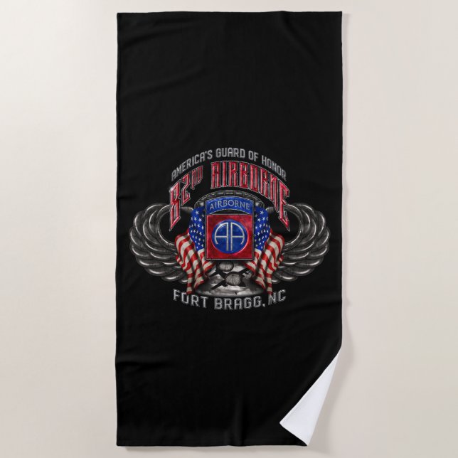 82nd Airborne Fort Bragg Beach Towel (Front)