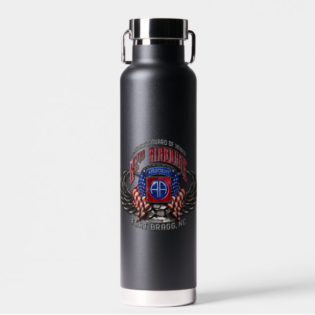 82nd Airborne Fort Bragg Black 22 oz Bottle (Front)