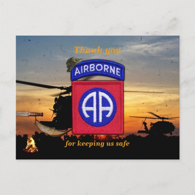 82nd airborne fort bragg lrrp vets patch postcard (Front)