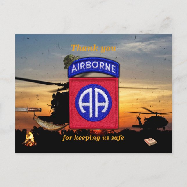 82nd airborne fort bragg lrrp vets patch postcard (Front)