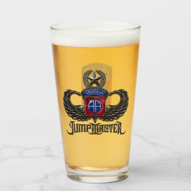 82nd Airborne Jumpmaster 16 oz Pint Glass (Front Filled)