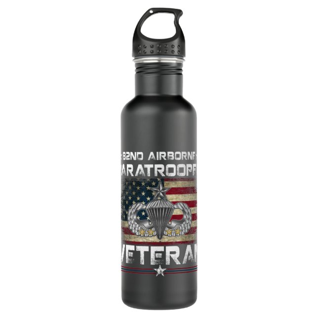 82nd Airborne Paratrooper Veteran 710 Ml Water Bottle (Front)
