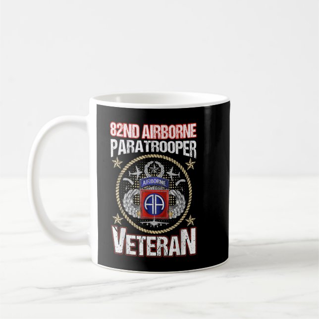 82nd Airborne Paratrooper Veteran Vintage  Coffee Mug (Left)