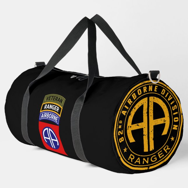 82nd Airborne Ranger Veteran Tab Customizable Duffle Bag (Left Corner)