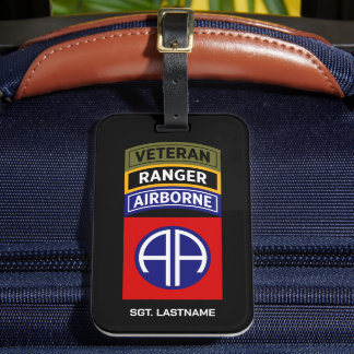 82nd Airborne Ranger Veteran Tab Patch Luggage Tag