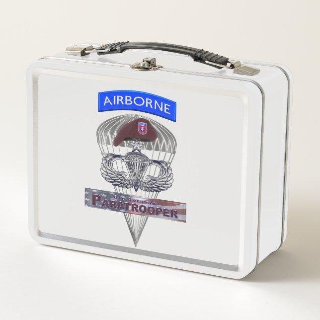 82nd Airborne Senior Jumper with American Flag Metal Lunch Box (Front)