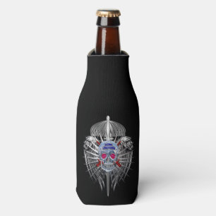 82nd Airborne Stunning Silver Skull Metallic Wings Bottle Cooler