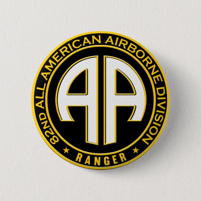 82nd All American Airborne Ranger Casual Patch 2 Inch Round Button (Front)
