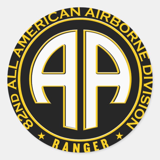 82nd All American Airborne Ranger Casual Patch Classic Round Sticker (Front)