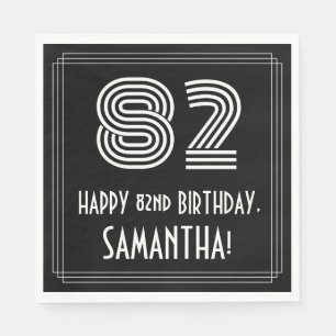 82nd Birthday: Art Deco Inspired Look "82" + Name Napkin