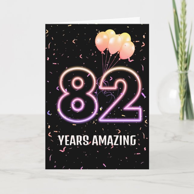 82nd Birthday Balloons and Confetti Card (Front)