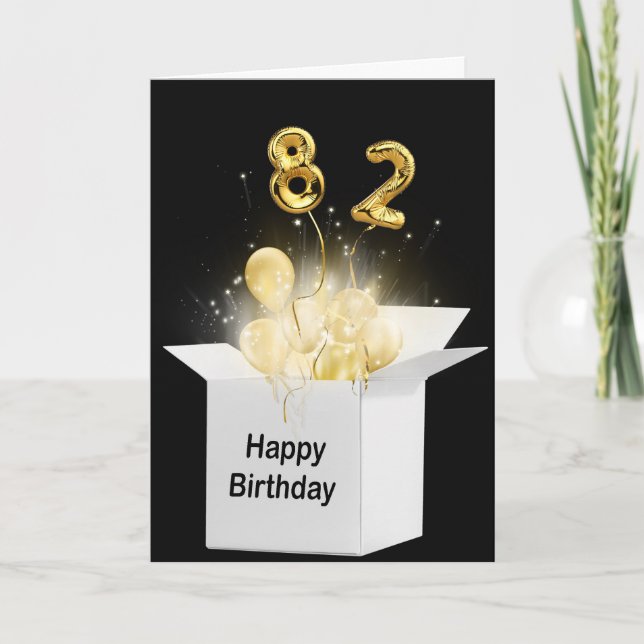 82nd Birthday Balloons In White Box   Card (Front)
