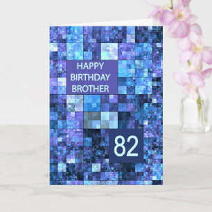 82nd Birthday Brother, Blue Squares, Card