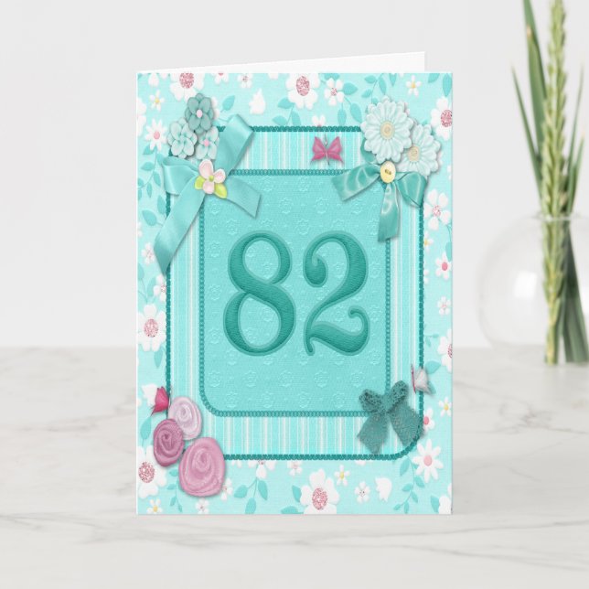 82nd birthday card with flowers (Front)
