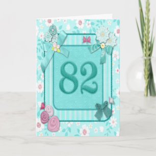 82nd birthday card with flowers