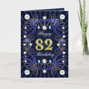 82nd birthday card with masses of jewels