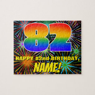 82nd Birthday: Fun, Colourful Celebratory Firework Jigsaw Puzzle