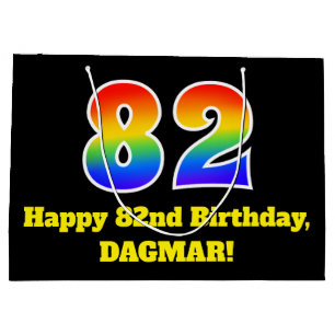 82nd Birthday ~ Fun, Colourful, Vibrant, Rainbow 8 Large Gift Bag