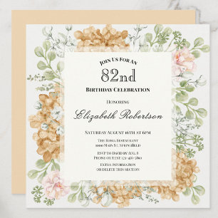 82nd Birthday Invitation in Elegant Autumn Colours