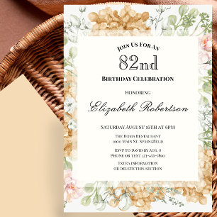 82nd Birthday Invitation in Elegant Autumn Colours