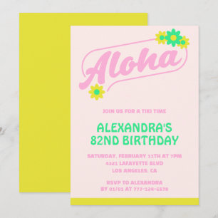82nd birthday invitations Tropical Aloha Pink