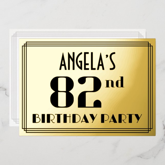 82nd Birthday Party: Art Deco Look “82” and Name (Front/Back)