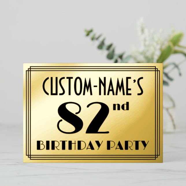 82nd Birthday Party — Art Deco Look “82” + Name (Standing Front)