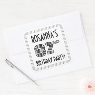 82nd Birthday Party: Art Deco Style + Custom Name Square Sticker