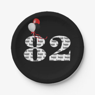 82nd birthday party balloons paper plate