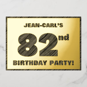 82nd Birthday Party — Bold, Faux Wood Grain Text