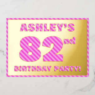 82nd Birthday Party — Bold, Fun, Pink Stripes # 82